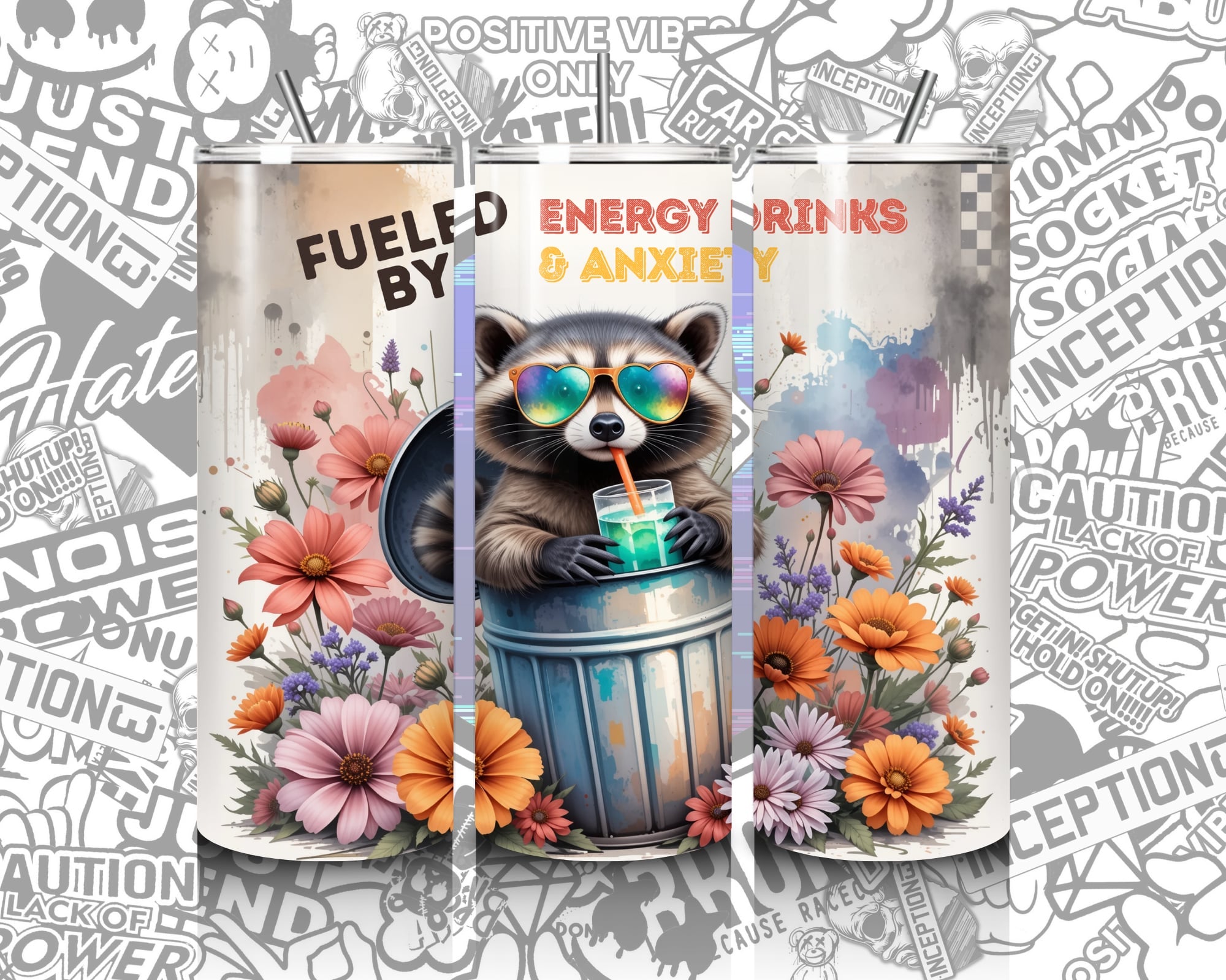 Fuelled by Energy drinks & Anxiety 20oz Hot/Cold tumbler.