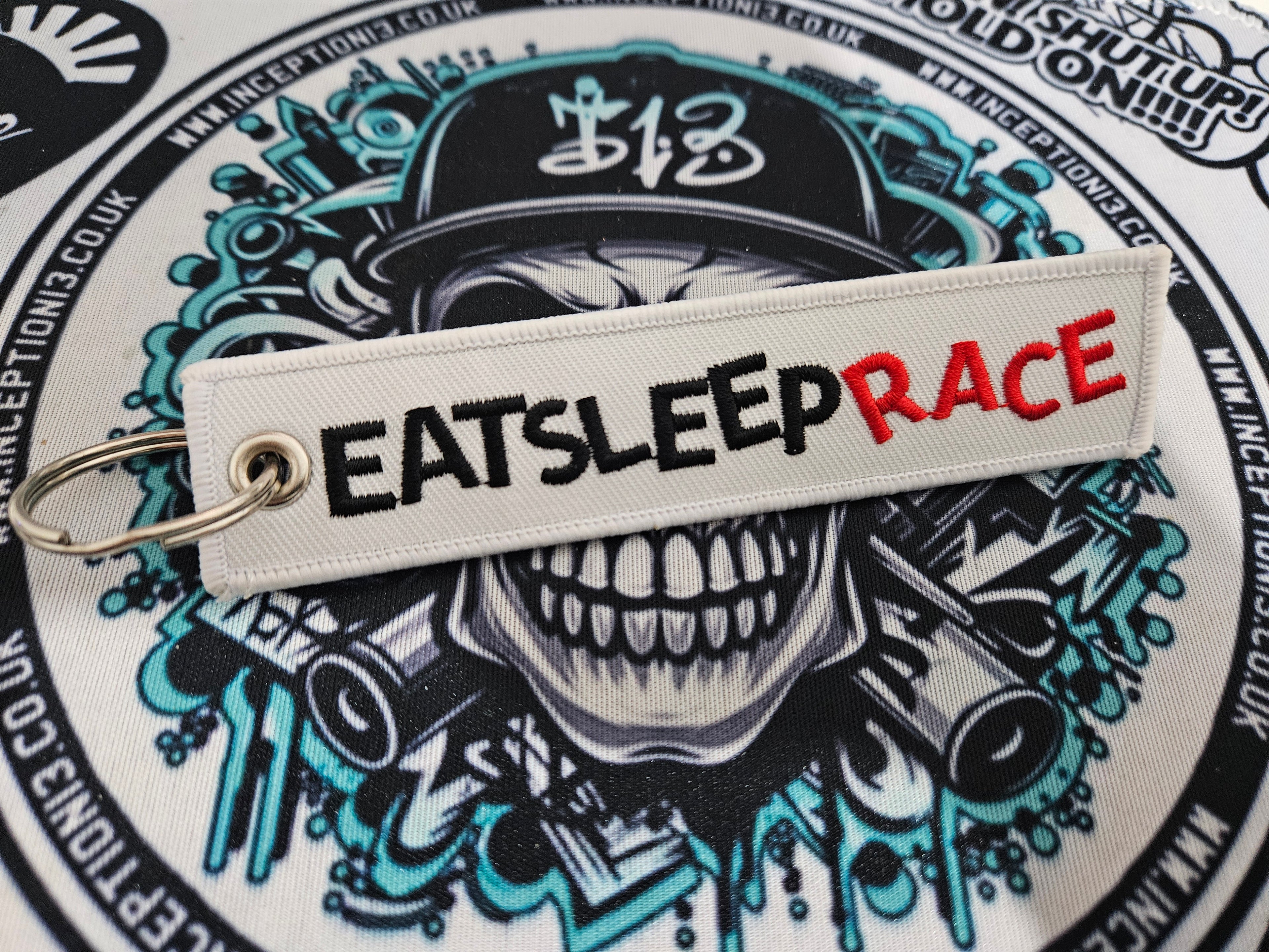 Eat, sleep, Race Jet Tag keychain
