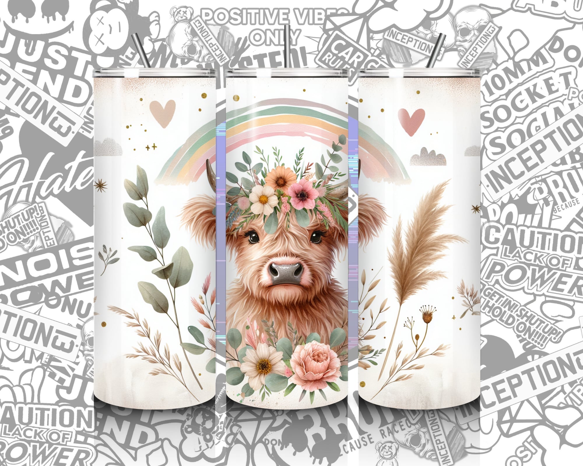 Highland Cow 20oz Hot/Cold tumbler.